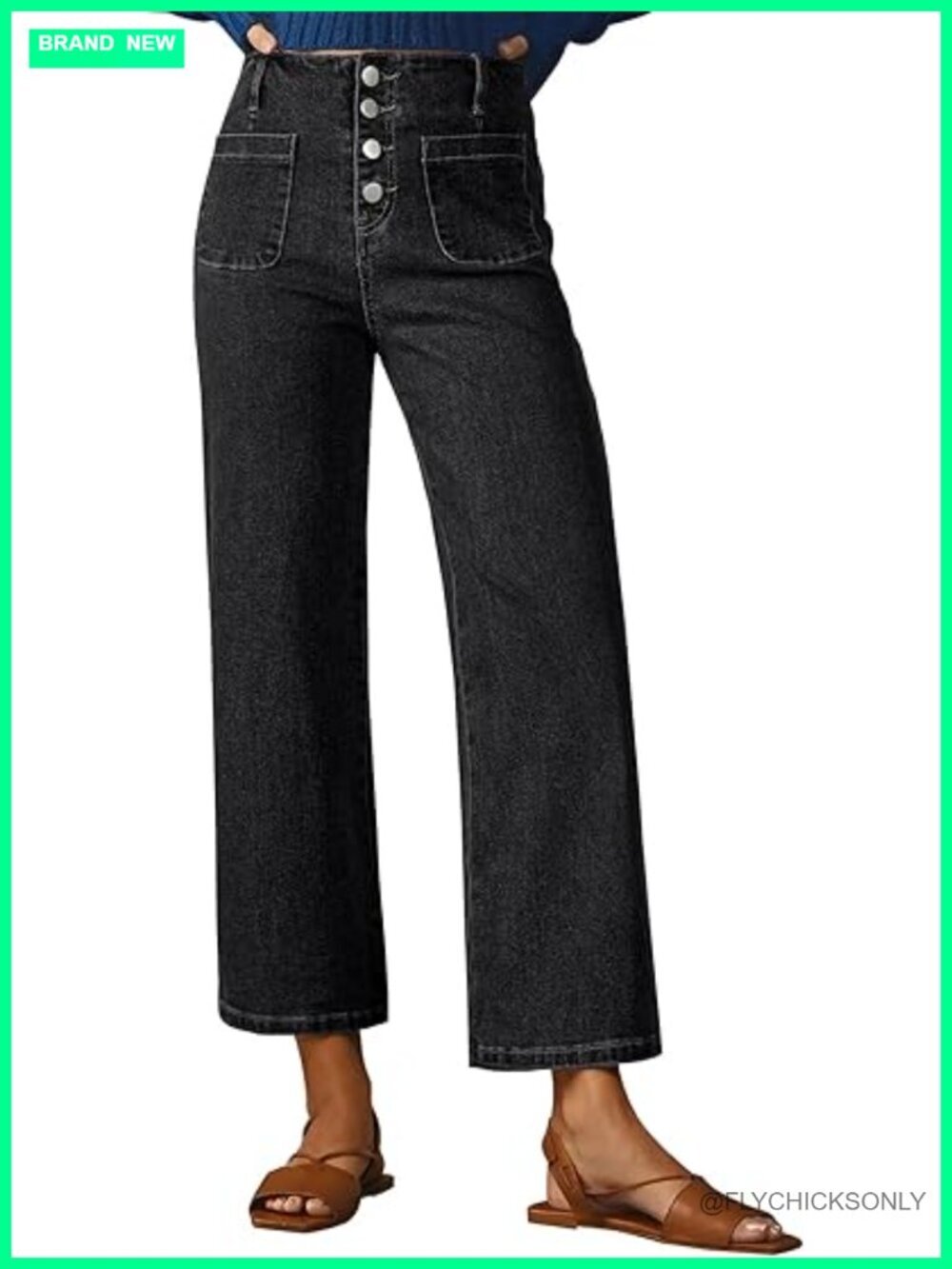 High Waisted Wide Leg Stretchy Jeans with Pockets